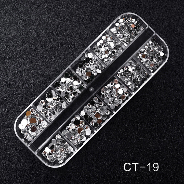 NDE050  Hot Selling Nail Rhinestone 12 Grid Boxed Mixed Rivet Jewelry Symphony Pearl Sequin Chain Nail Accessories