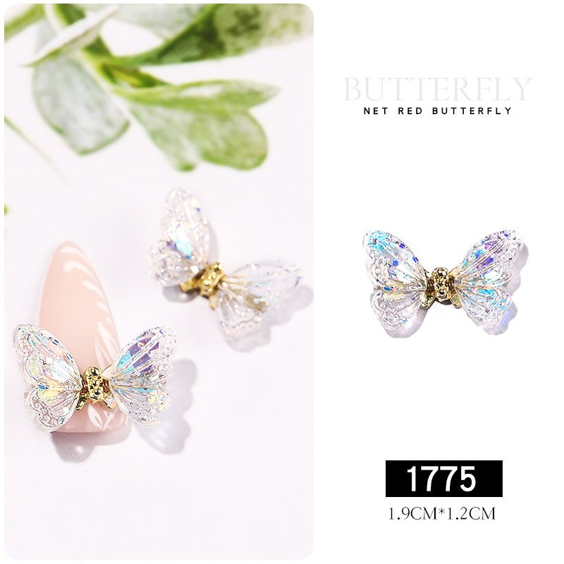 NDE042  ForLife 3D Aurora Simulation Flying Butterfly Nail Art Decorations Luxury Crystal Zircon Nail Jewelry