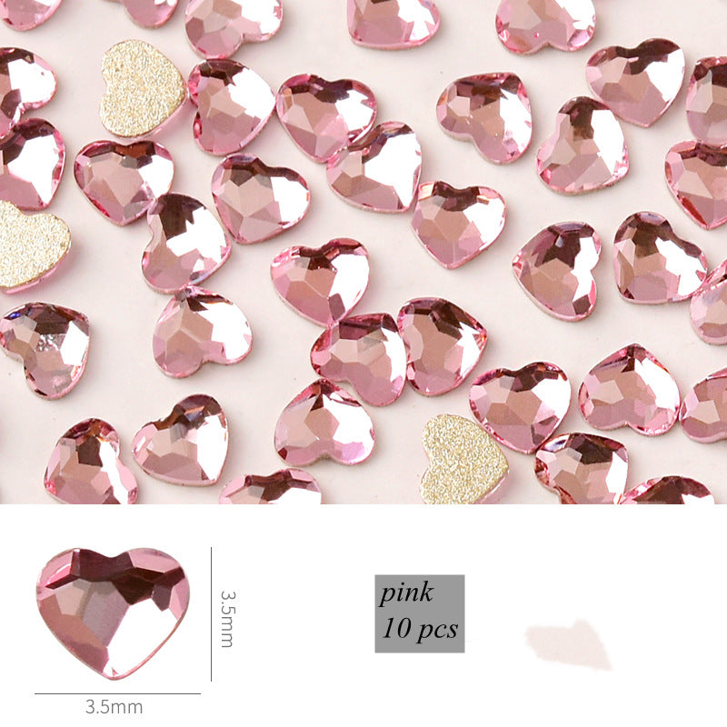 NDE049  ForLife Nail Art Mini Love Heart Diamond Flat Heart 3*3.5mm Shiny DIY 3D Crystal Diamond Jewelry