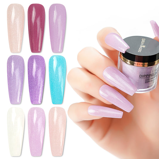 FNP059  0.34 Fl oz Purple Series Nude Color Acrylic Dip Powder Nails Set with Shinning Points