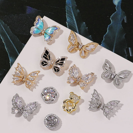 NDE037  ForLife 3D Zircon Butterfly Designer Nail Charms In Bulk