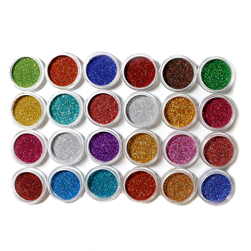 FNP082  Manicure golden onion glitter nail art powder of 24 color combination sets is used for nail decoration