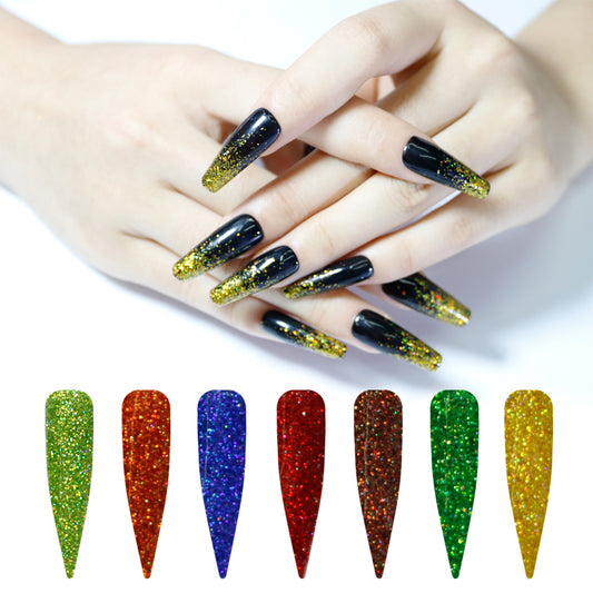 FNP082  Manicure golden onion glitter nail art powder of 24 color combination sets is used for nail decoration