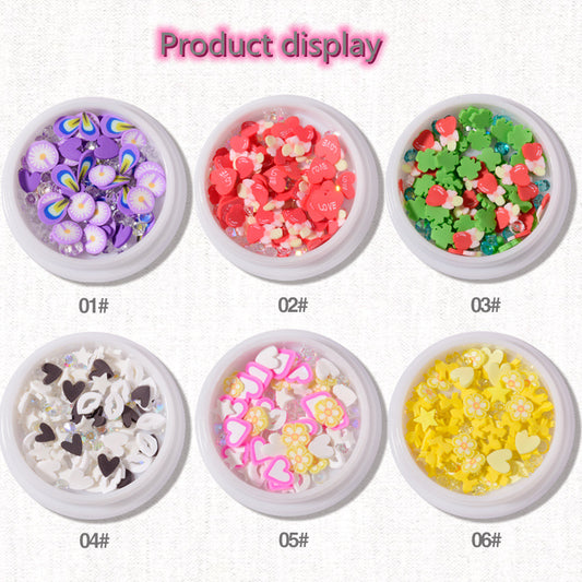 NDE046  New summer love soft rubber bow patch soft plastic sequins rhinestone nail decoration mixed set of accessories