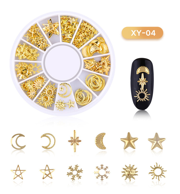 NRD003 3d Ocean Nail Art Studs Gold Charms Summer Sea Metal Alloy Rivets Shell Star Starfish Hollow Star decoration nails