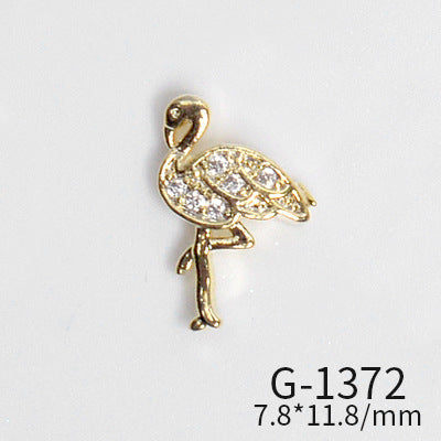 NZJ022 Japanese new nail zircon jewelry diamond pop moon pendant red-crowned crane nail jewelry