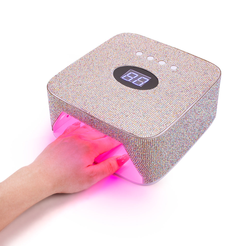 RNL007 Bling Shiny Rhinestones UV LED Nail Dryer Lamp Double USB Port Cordless 48W LED UV Nail Lamp