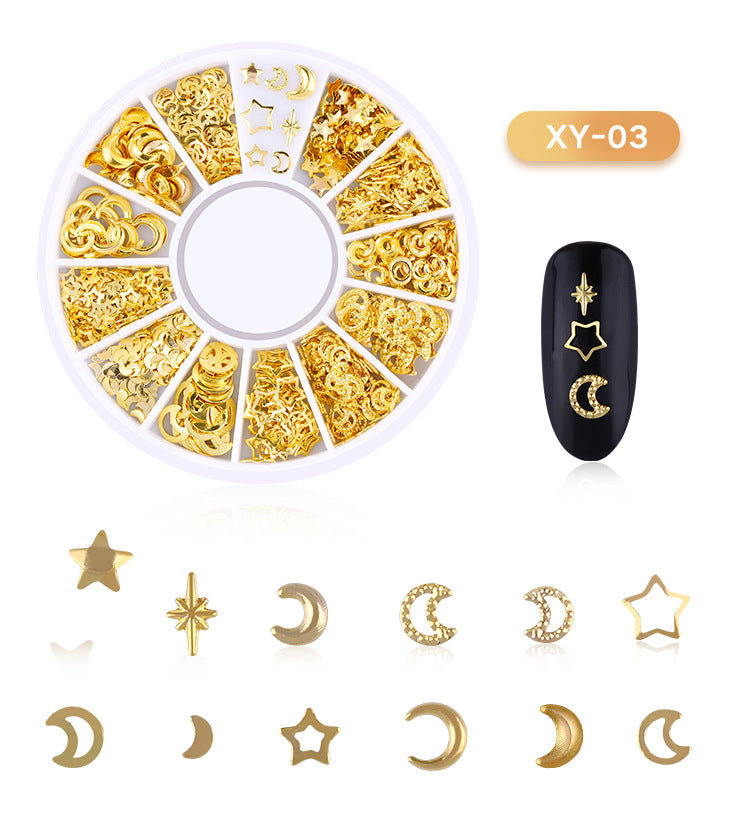 NRD003 3d Ocean Nail Art Studs Gold Charms Summer Sea Metal Alloy Rivets Shell Star Starfish Hollow Star decoration nails