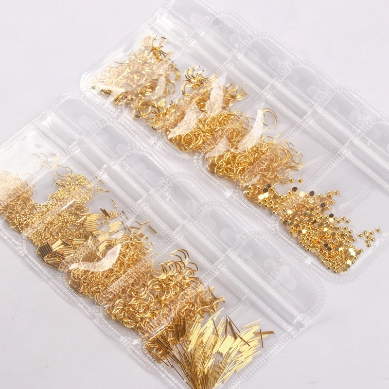 NRD002 1Bag Metal Rivets 3D Nail Decoration Gold Triangle Rectangles Alloy Studs DIY Manicure Nail Art Decorations