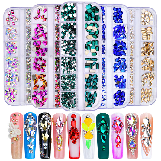 NRS027  ForLife Flat Bottom Glass Nail Rhinestones Decorations Crystal 3d Nail Art Accessories Shaped rhinestones