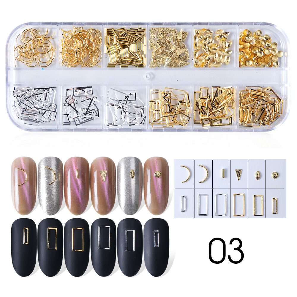 NRD005 Baroque Style Metal Jewelry Rivet Pearl Thin Section Light Nail Patch Gold Silver Rivets DIY Nail art Decoration