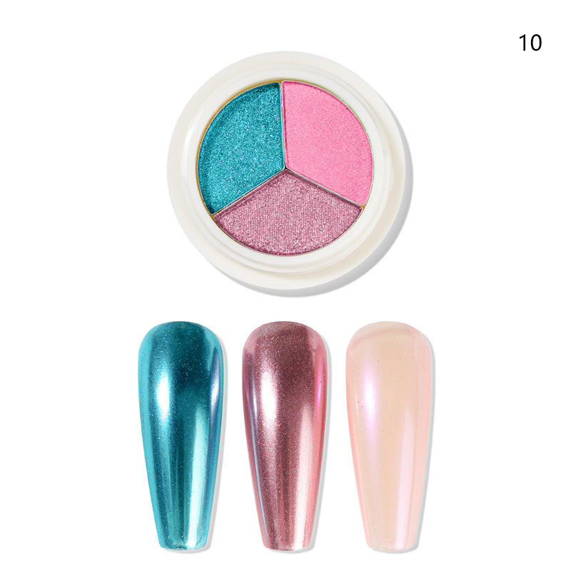 FNP075  New Designs Blue Series Three Colors Solid Magic Chrome Mirror Nail Decoration Powder