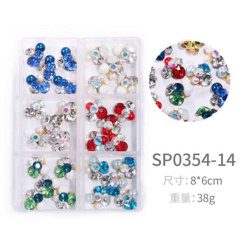 NZJ064  New Snake Planet Zircon Rhinestone Six-Grid Alloy Jewelry Wholesale 2022 New Nail Art Alloy Jewelry Vintage big drill pile drill