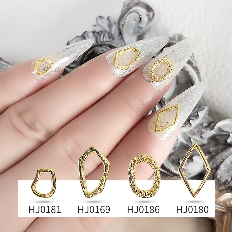 NZJ038  Nail geometry metal heart oval perfume bottle diamond matching nail jewelry