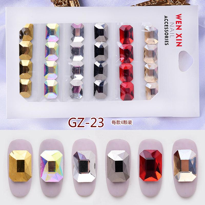 NRS007  ForLife 6 Grid Pack Flatback Nail Art Crystal Rhinestones Zircon Decorations 3d Alloy Retro Nail Accessories DIY tools