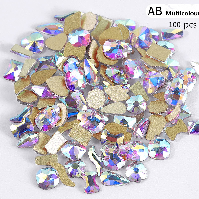 NRS003  ForLife Pear Nail Mix Color Rhinestones Gems Diamond Gold Bottom Flat Back Strass Stone 3D Charms Nails Accessories