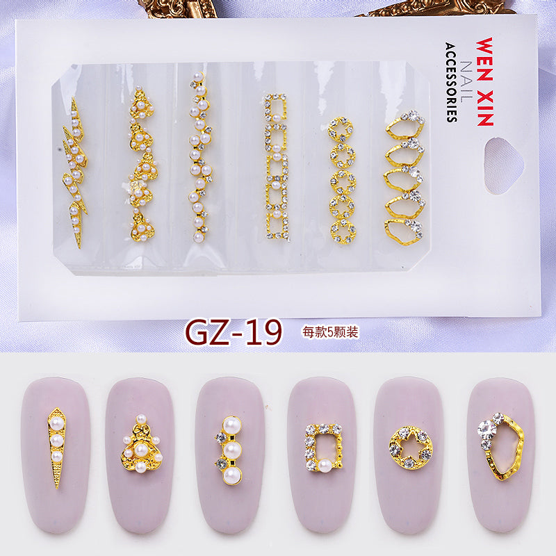 NRS007  ForLife 6 Grid Pack Flatback Nail Art Crystal Rhinestones Zircon Decorations 3d Alloy Retro Nail Accessories DIY tools