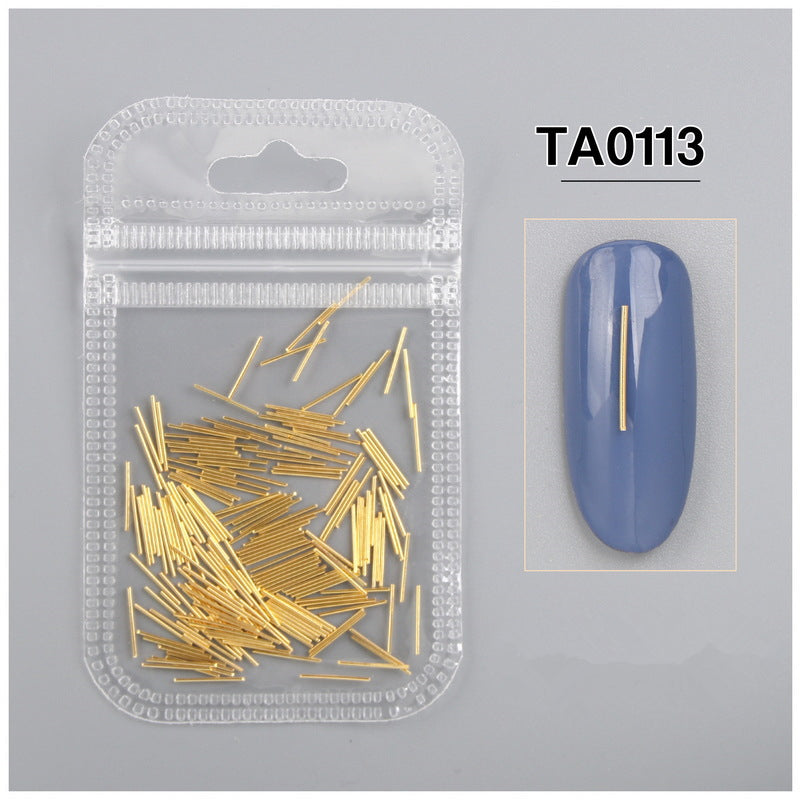 NRD002 1Bag Metal Rivets 3D Nail Decoration Gold Triangle Rectangles Alloy Studs DIY Manicure Nail Art Decorations