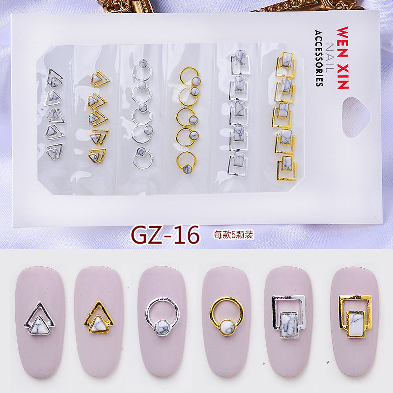 NRS007  ForLife 6 Grid Pack Flatback Nail Art Crystal Rhinestones Zircon Decorations 3d Alloy Retro Nail Accessories DIY tools