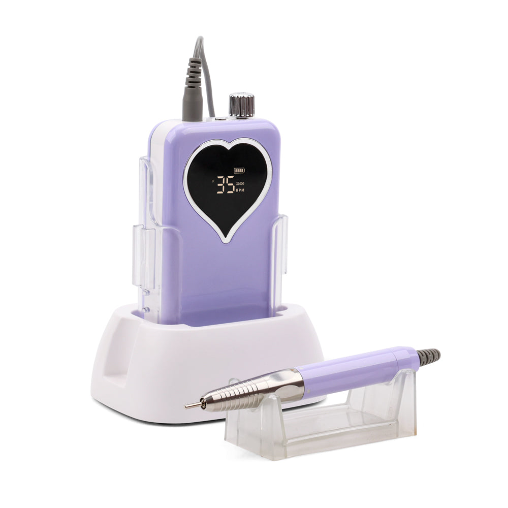 FNDM009 Purple 35000RPM Rechargeable Nail Drill Machine for Polished Exfoliation with Brushless Low Noise Nail Drill Sander for Gel Nail