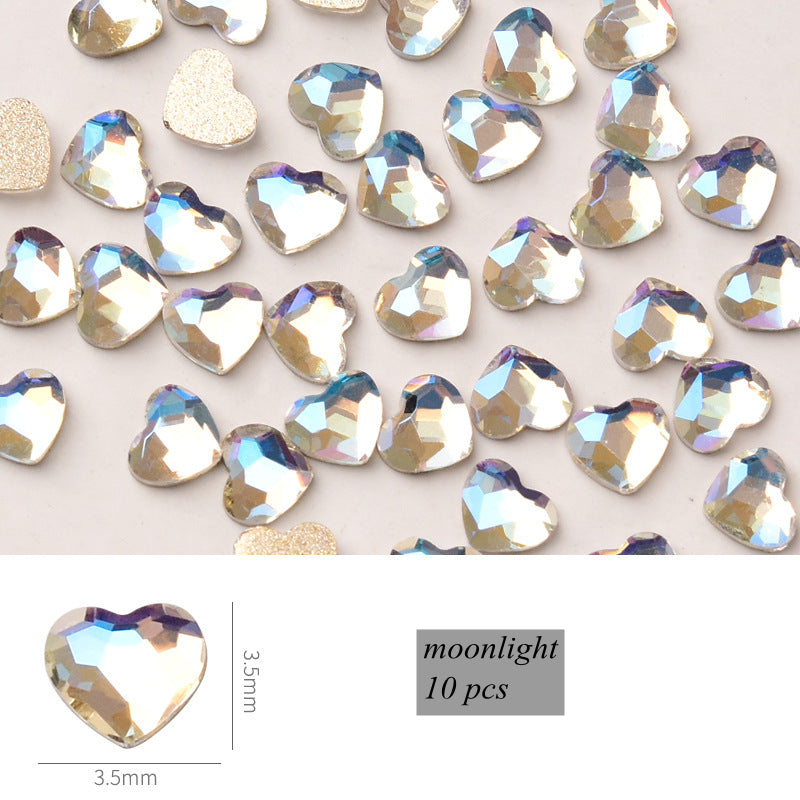 NDE049  ForLife Nail Art Mini Love Heart Diamond Flat Heart 3*3.5mm Shiny DIY 3D Crystal Diamond Jewelry