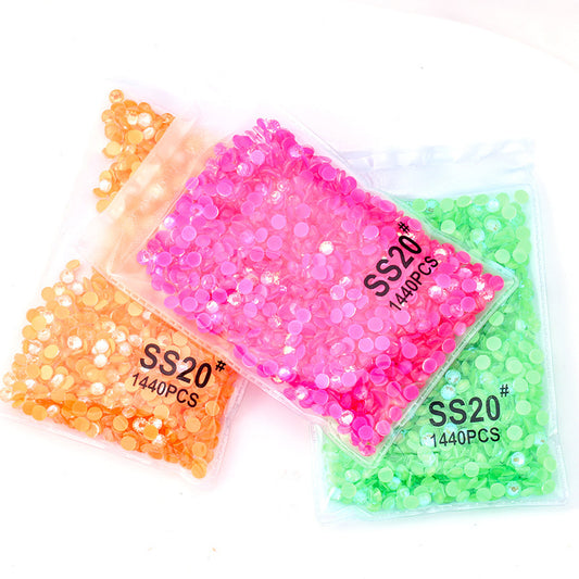 NRS026  Nail Art Luminous Mocha Fluorescent Rhinestone Bag Shiny DIY Flat Bottom Glass Rhinestone SS06-SS30