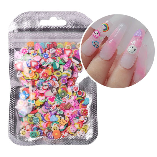 NDE055  ForLife Nail Art Decorations Soft Polymer Clay Fruit Slices Mixed Fruit Patterns Colorful DIY Decoration 1000pcs