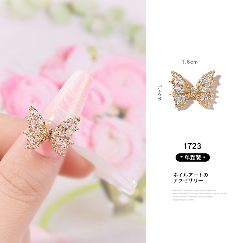 NDE037  ForLife 3D Zircon Butterfly Designer Nail Charms In Bulk