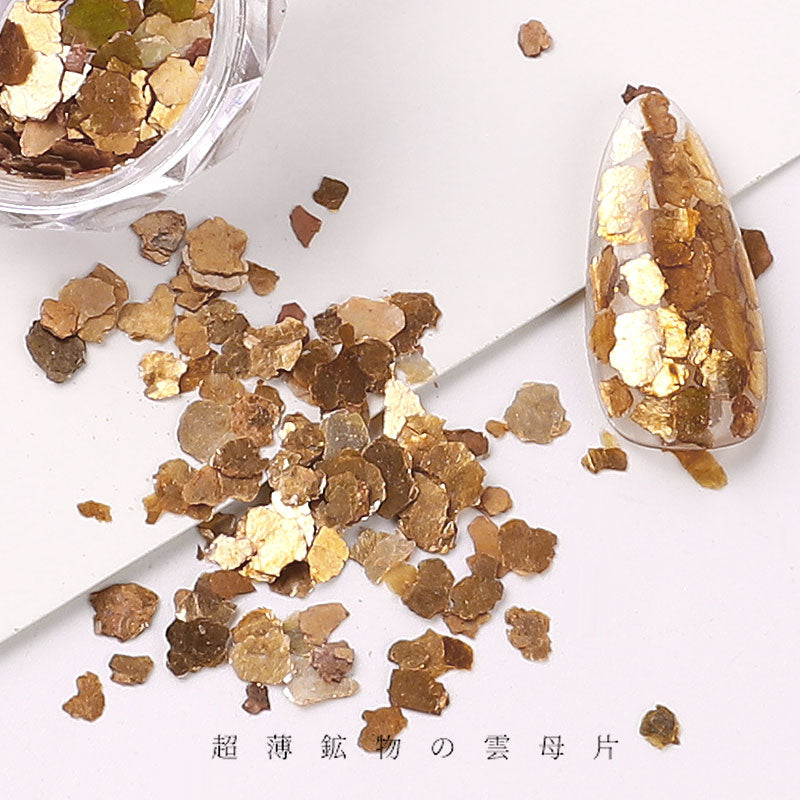 NDE038  ForLife 6 color/set Natural Mica Sheet Fragments Texture Thin Slice Nail Art Flakes Decoration Slice DIY Manicure tips