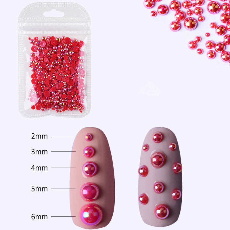 NDE018  ForLife Half Round Pearls Colorful Mixed Flatback Loose White Glue On Resin Beads DIY Jewelry Making Nails Art