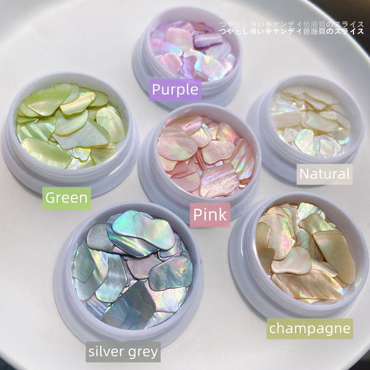 NZJ012 Nail art decorations charms manicure ultra-thin shell jewelry candy color irregular aurora natural shell