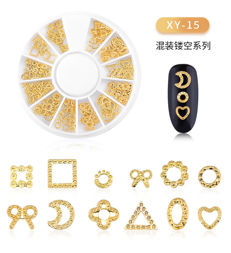 NRD003 3d Ocean Nail Art Studs Gold Charms Summer Sea Metal Alloy Rivets Shell Star Starfish Hollow Star decoration nails