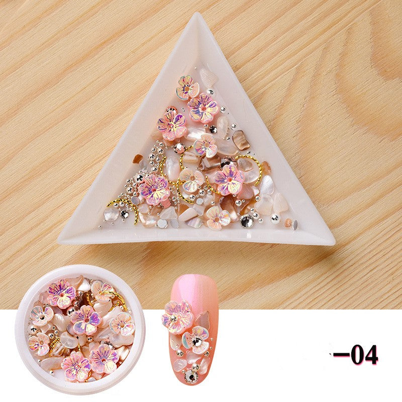 NDE015  ForLife 3D Nail Art Rhinestones Decoration Five Petals Flower Gold Pearls Decorations Nail Art Sticker Tool Manicure Art