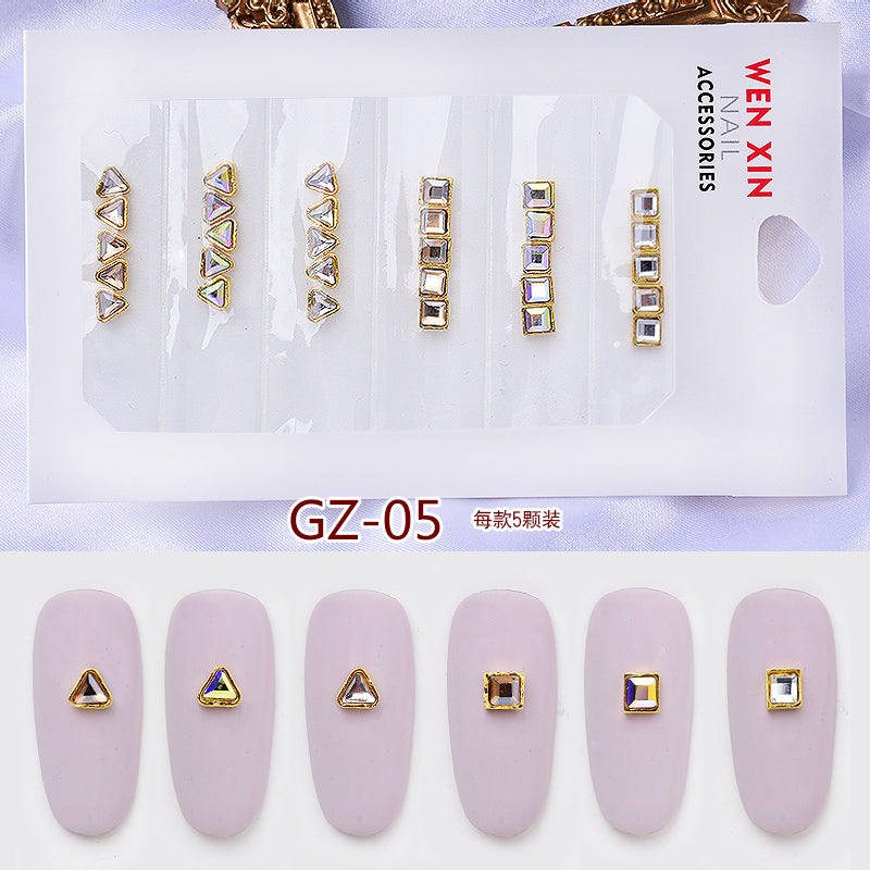 NRS007  ForLife 6 Grid Pack Flatback Nail Art Crystal Rhinestones Zircon Decorations 3d Alloy Retro Nail Accessories DIY tools