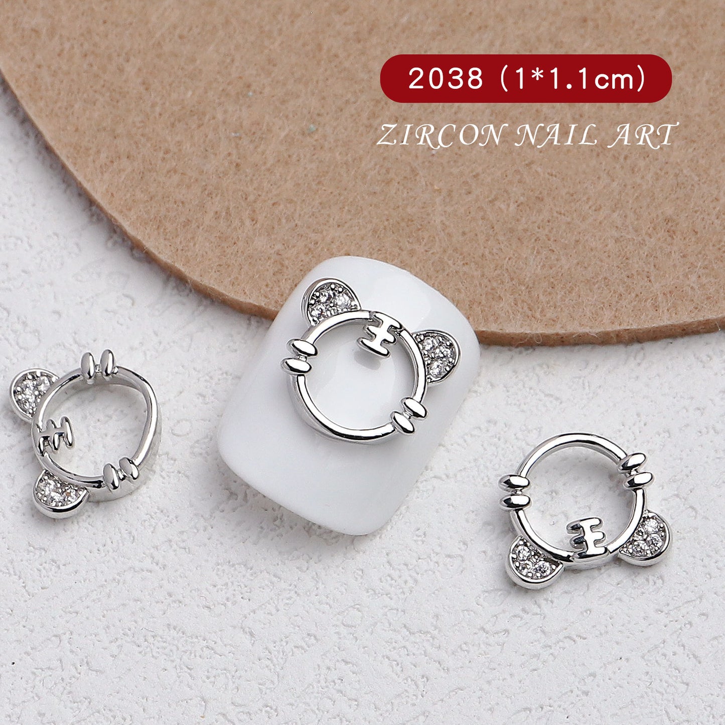 NZJ055  Nail Art Tiger Year Jewelry New Year Rhinestone Super Flash Zircon Rich Fortune Lucky Cat Nail Decoration