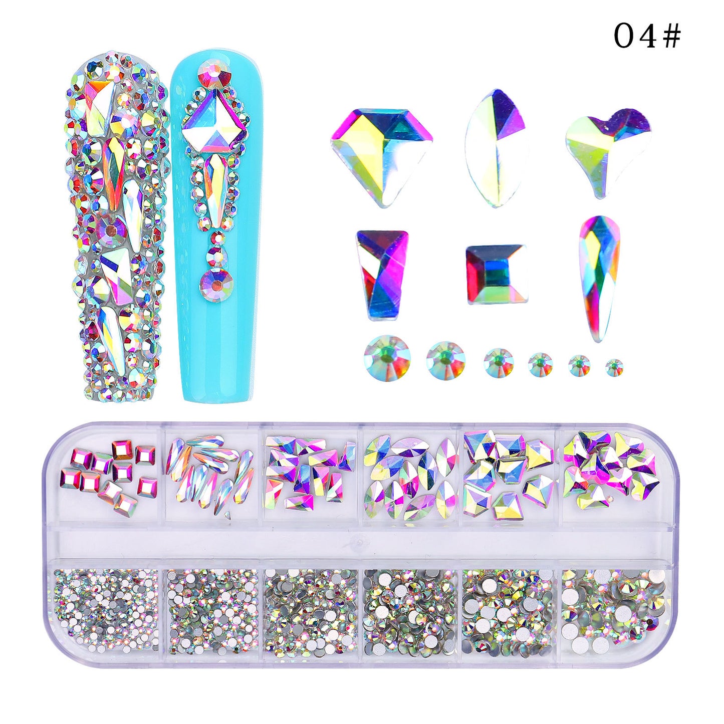 NRS027  ForLife Flat Bottom Glass Nail Rhinestones Decorations Crystal 3d Nail Art Accessories Shaped rhinestones