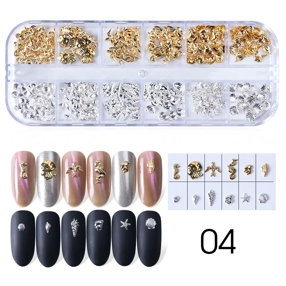 NRD005 Baroque Style Metal Jewelry Rivet Pearl Thin Section Light Nail Patch Gold Silver Rivets DIY Nail art Decoration