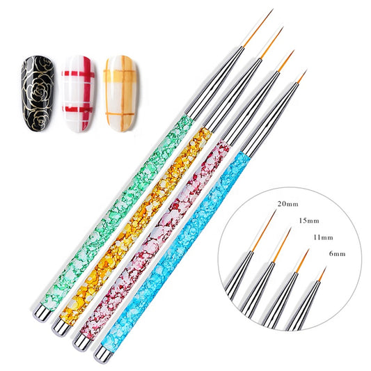 NBR006  ForLife 4Pcs/Set Nail Art Liner Gird Stripes Drawing Brushes Marble Printed Gradient UV Gel Polish Painting Pen DIY Tips