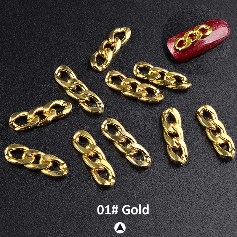 NDE030  ForLife Metal Zipper Design Metal Nail Chains 3d DIY Nail Art Decorations