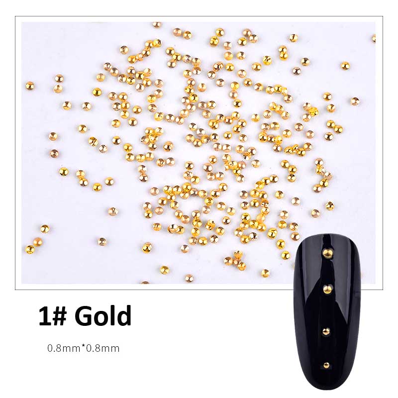 NRD009 Gold/Silver 0.8/1/1.2/1.5mm Half Round Metal Nail Stud Mini Caviar Beads 3d Tiny Rivets Charm Nail Art Decoration