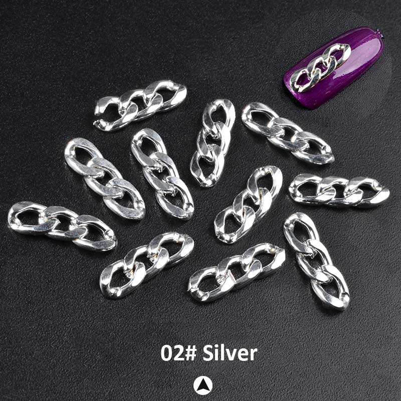 NDE030  ForLife Metal Zipper Design Metal Nail Chains 3d DIY Nail Art Decorations