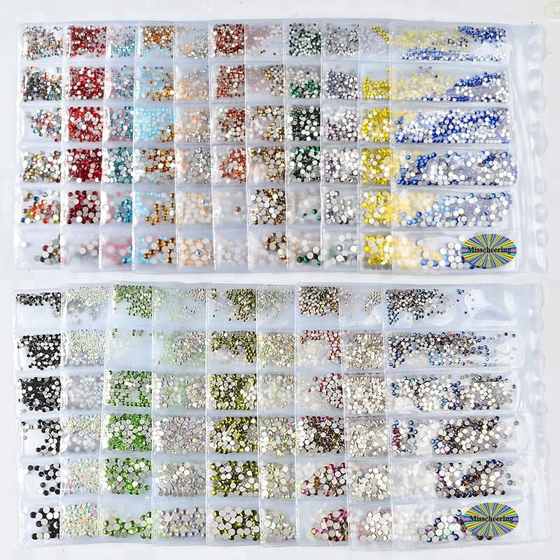 NRS006  ForLife Glass Flatback Crystal Nail Rhinestones Muliti-size Charm Nail Art Decorations