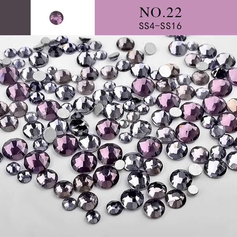 NRS014  Nail Art Rhinestone Mix SS4-SS20 Size Glass Flatback Crystal Non Hotfix 3d Nails Art Decorations