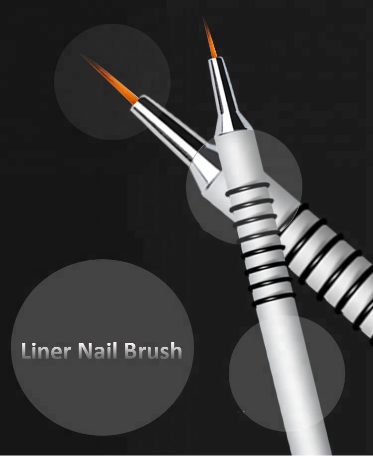 NAB019  ForLife Professional 7mm Nail Liner Brush Silver Handle Drawing Painting Pen For DIY UV Gel Polish Manicure Brushes