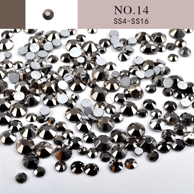 NRS014  Nail Art Rhinestone Mix SS4-SS20 Size Glass Flatback Crystal Non Hotfix 3d Nails Art Decorations