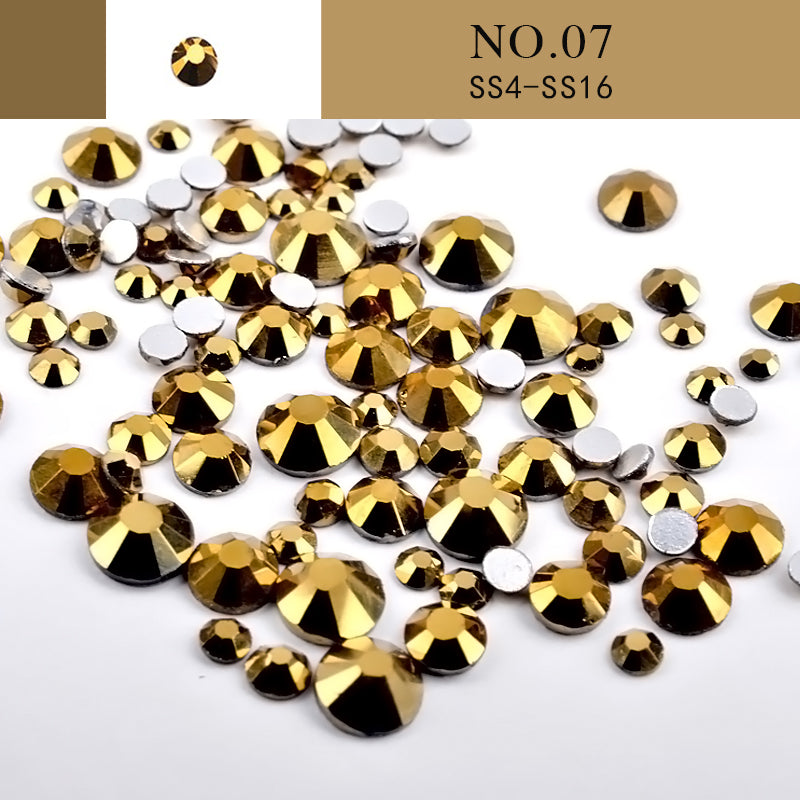 NRS014  Nail Art Rhinestone Mix SS4-SS20 Size Glass Flatback Crystal Non Hotfix 3d Nails Art Decorations