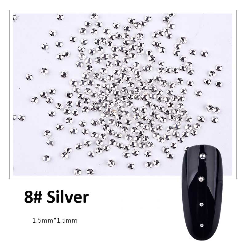 NRD009 Gold/Silver 0.8/1/1.2/1.5mm Half Round Metal Nail Stud Mini Caviar Beads 3d Tiny Rivets Charm Nail Art Decoration