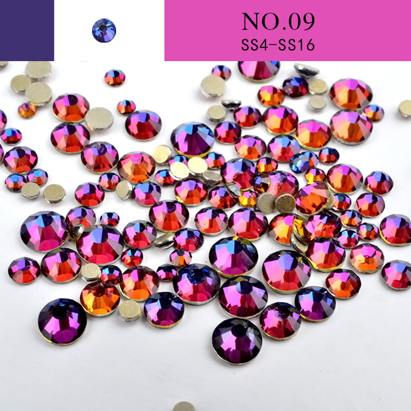 NRS014  Nail Art Rhinestone Mix SS4-SS20 Size Glass Flatback Crystal Non Hotfix 3d Nails Art Decorations