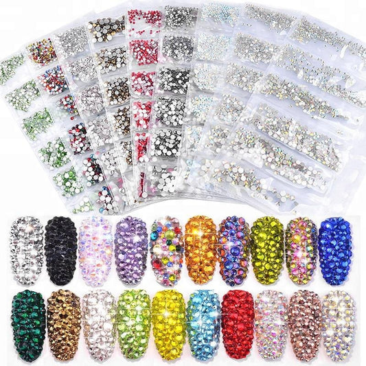 NRS006  ForLife Glass Flatback Crystal Nail Rhinestones Muliti-size Charm Nail Art Decorations