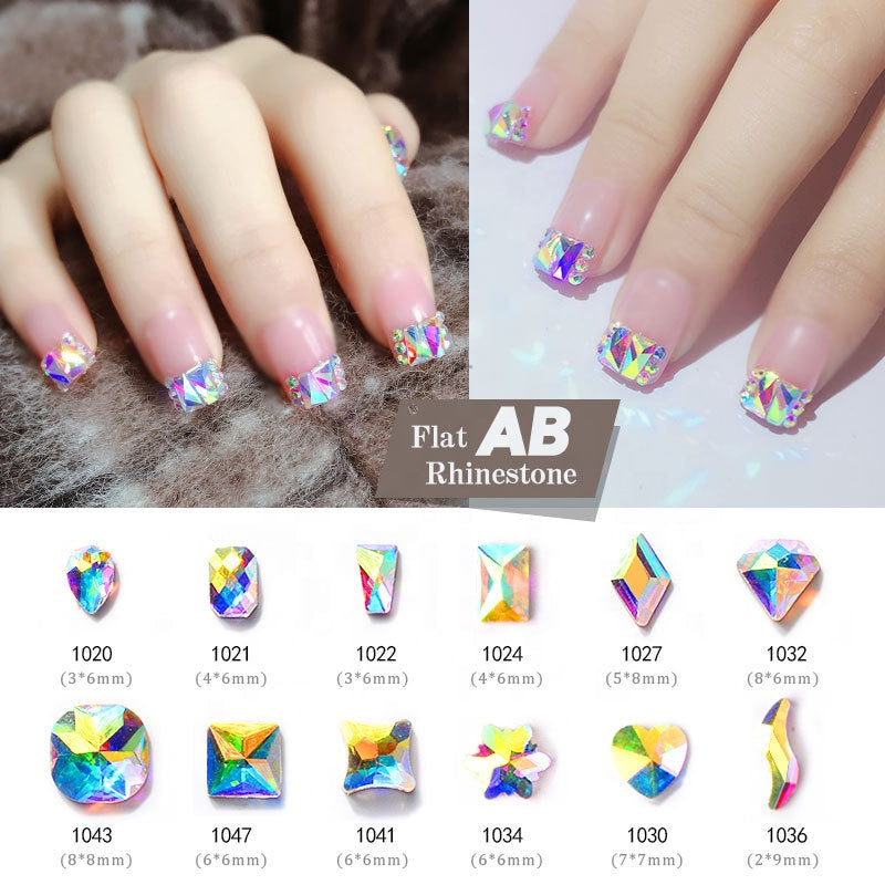 NRS019  Crystal AB 3D  Nail Art Rhinestones Gem 1440pcs/bag Flatback Stones DIY Decorations Manicure Diamond Jewelry Different Shapes